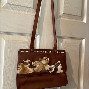 Apostrophe Shih Tzu hand painted leather purse